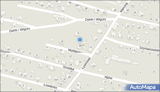 Bieruń, Łysinowa, 16, mapa Bieruń