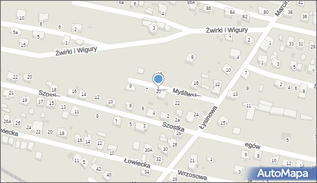 Bieruń, Łysinowa, 20, mapa Bieruń