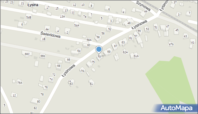 Bieruń, Łysinowa, 73, mapa Bieruń