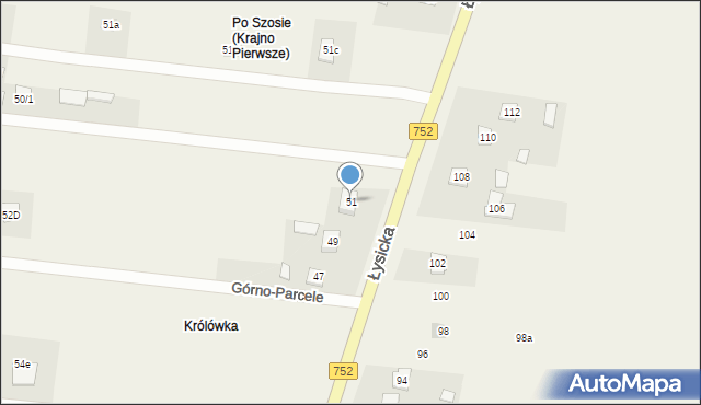 Górno-Parcele, Łysicka, 61, mapa Górno-Parcele