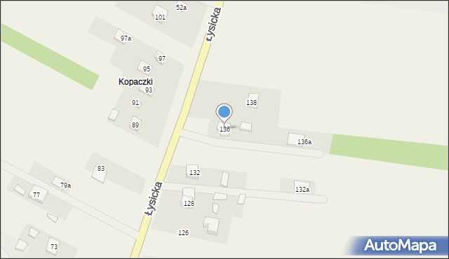 Krajno-Parcele, Łysicka, 136, mapa Krajno-Parcele