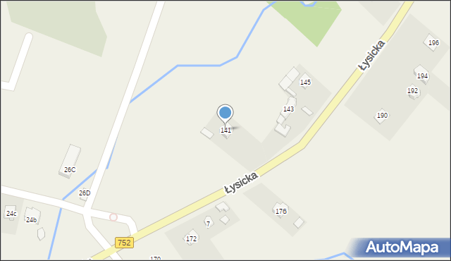 Krajno-Parcele, Łysicka, 141, mapa Krajno-Parcele