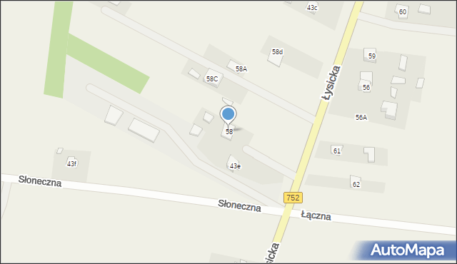 Krajno-Parcele, Łysicka, 73, mapa Krajno-Parcele