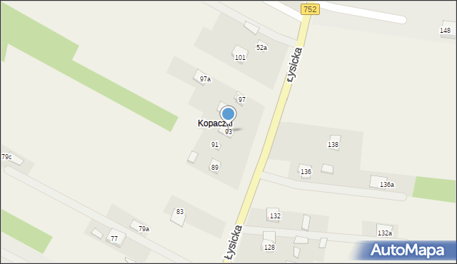 Krajno-Parcele, Łysicka, 93, mapa Krajno-Parcele