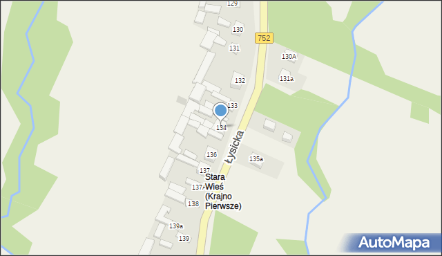 Krajno Pierwsze, Łysicka, 203, mapa Krajno Pierwsze