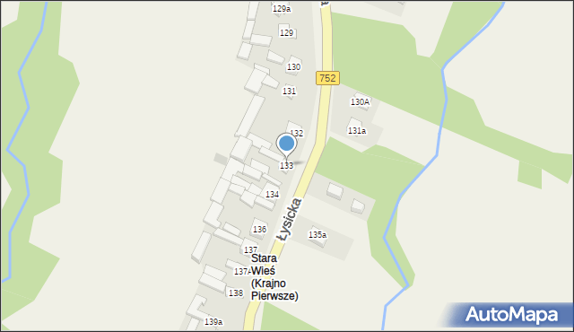 Krajno Pierwsze, Łysicka, 205, mapa Krajno Pierwsze