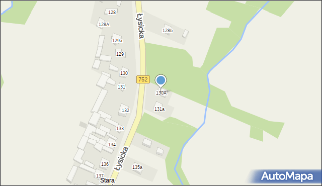 Krajno Pierwsze, Łysicka, 266, mapa Krajno Pierwsze