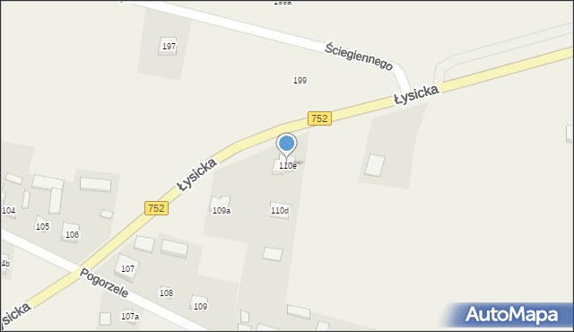 Krajno Pierwsze, Łysicka, 308, mapa Krajno Pierwsze