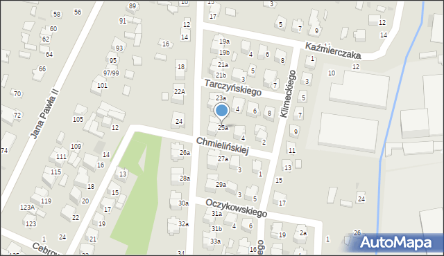 Łowicz, Łyszkowicka, 25a, mapa Łowicza