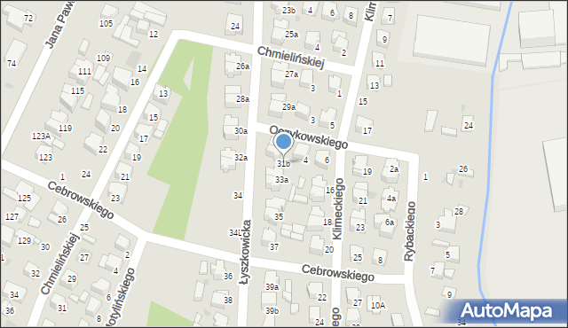Łowicz, Łyszkowicka, 31b, mapa Łowicza