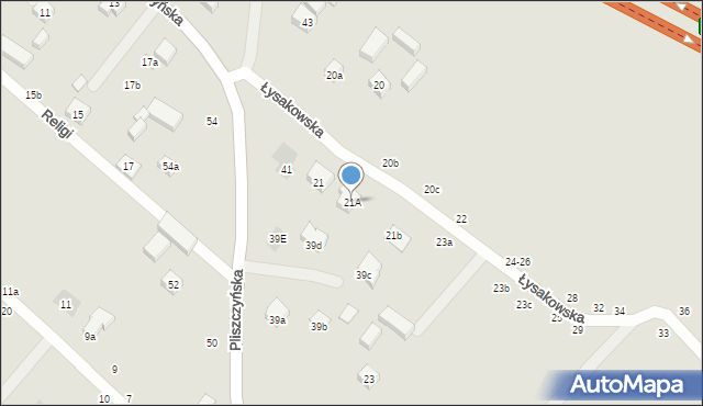Lublin, Łysakowska, 21A, mapa Lublina