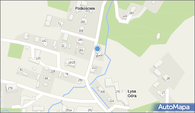 Łysa Góra, Łysa Góra, 307, mapa Łysa Góra
