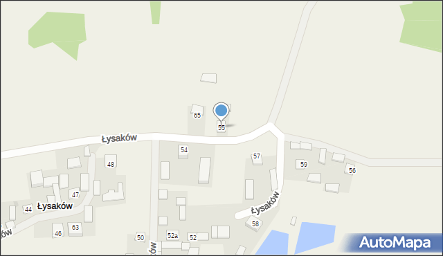 Łysaków, Łysaków, 55, mapa Łysaków