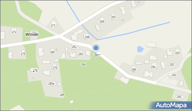 Łysaków, Łysaków, 283, mapa Łysaków