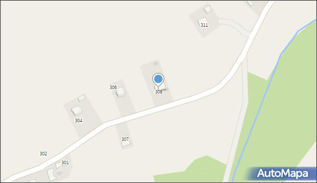 Łysaków, Łysaków, 308, mapa Łysaków