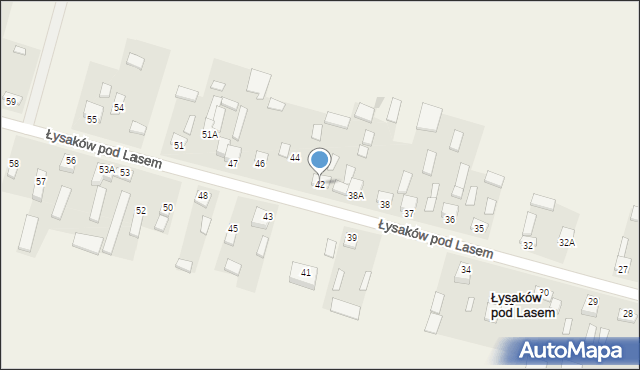 Łysaków pod Lasem, Łysaków pod Lasem, 42, mapa Łysaków pod Lasem