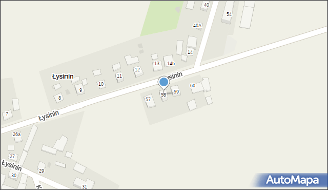 Łysinin, Łysinin, 58, mapa Łysinin