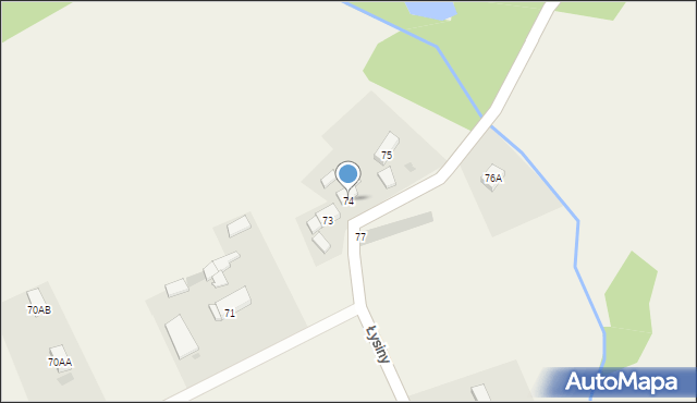 Łysiny, Łysiny, 74, mapa Łysiny