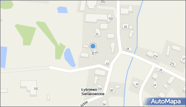 Łyśniewo Sierakowickie, Łyśniewo Sierakowickie, 32, mapa Łyśniewo Sierakowickie