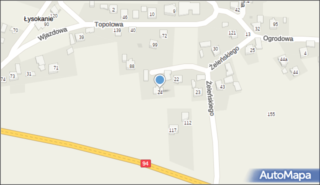 Łysokanie, Łysokanie, 24, mapa Łysokanie
