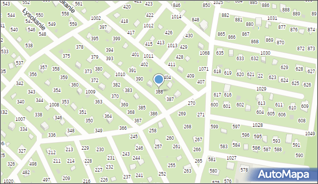 Łysokanie, Łysokanie, 388, mapa Łysokanie