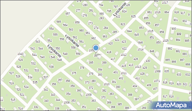 Łysokanie, Łysokanie, 397, mapa Łysokanie