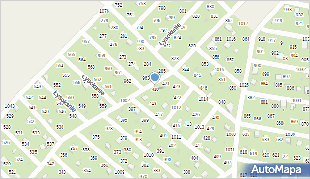 Łysokanie, Łysokanie, 420, mapa Łysokanie