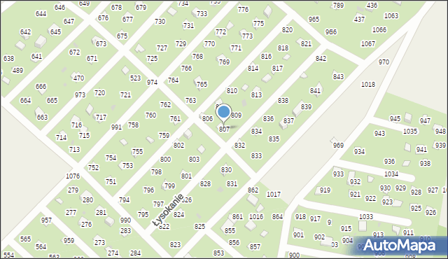 Łysokanie, Łysokanie, 807, mapa Łysokanie