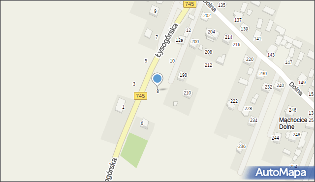 Mąchocice Kapitulne, Łysogórska, 8, mapa Mąchocice Kapitulne