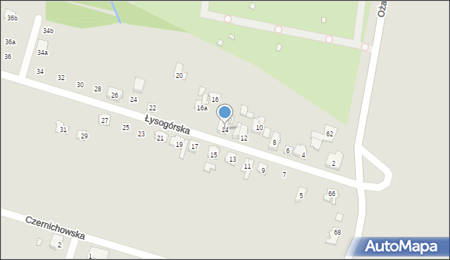 Poznań, Łysogórska, 14, mapa Poznania