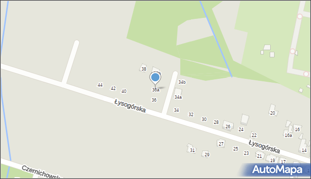 Poznań, Łysogórska, 36a, mapa Poznania