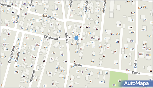 Radom, Łysogórska, 12, mapa Radomia