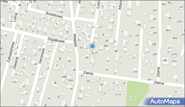 Radom, Łysogórska, 13, mapa Radomia