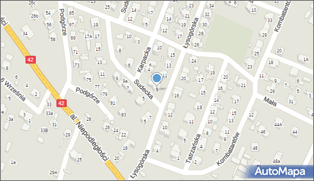 Starachowice, Łysogórska, 9, mapa Starachowic