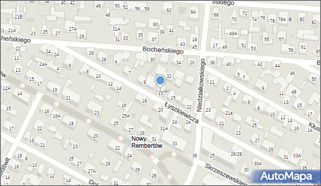 Warszawa, Łyszkiewicza-Pechowca Stefana, 13, mapa Warszawy