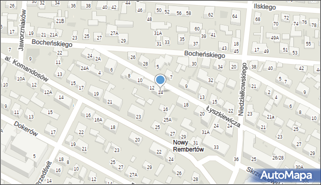 Warszawa, Łyszkiewicza-Pechowca Stefana, 14, mapa Warszawy