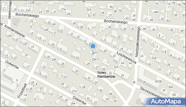 Warszawa, Łyszkiewicza-Pechowca Stefana, 16, mapa Warszawy