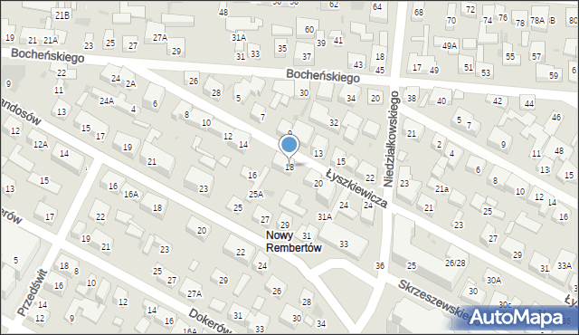 Warszawa, Łyszkiewicza-Pechowca Stefana, 18, mapa Warszawy