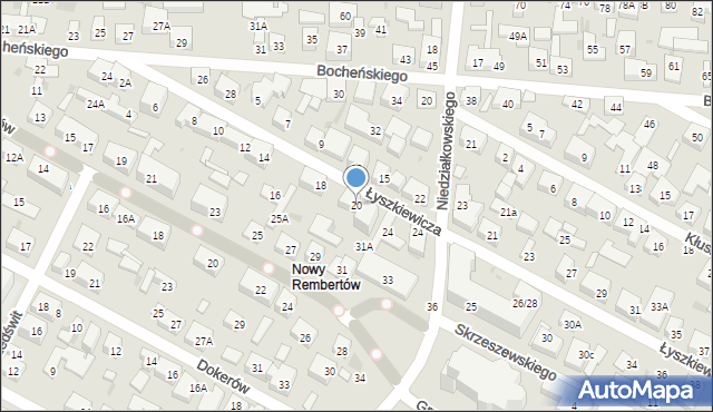 Warszawa, Łyszkiewicza-Pechowca Stefana, 20, mapa Warszawy