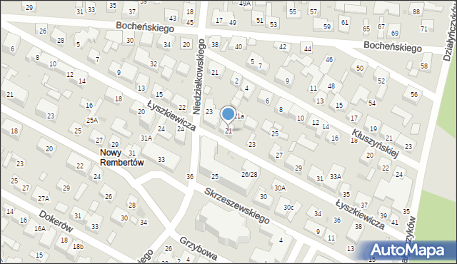 Warszawa, Łyszkiewicza-Pechowca Stefana, 21, mapa Warszawy