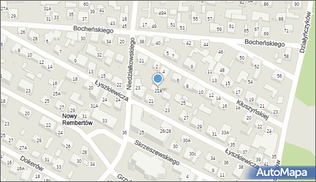 Warszawa, Łyszkiewicza-Pechowca Stefana, 21a, mapa Warszawy