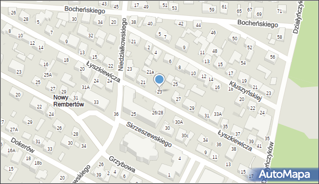 Warszawa, Łyszkiewicza-Pechowca Stefana, 23, mapa Warszawy