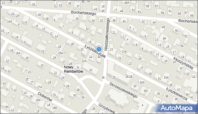 Warszawa, Łyszkiewicza-Pechowca Stefana, 24, mapa Warszawy