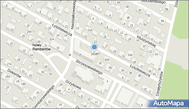 Warszawa, Łyszkiewicza-Pechowca Stefana, 26/28, mapa Warszawy