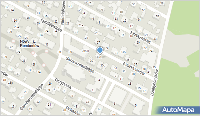 Warszawa, Łyszkiewicza-Pechowca Stefana, 30b, mapa Warszawy