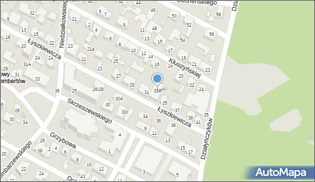 Warszawa, Łyszkiewicza-Pechowca Stefana, 33A, mapa Warszawy