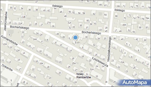 Warszawa, Łyszkiewicza-Pechowca Stefana, 7, mapa Warszawy