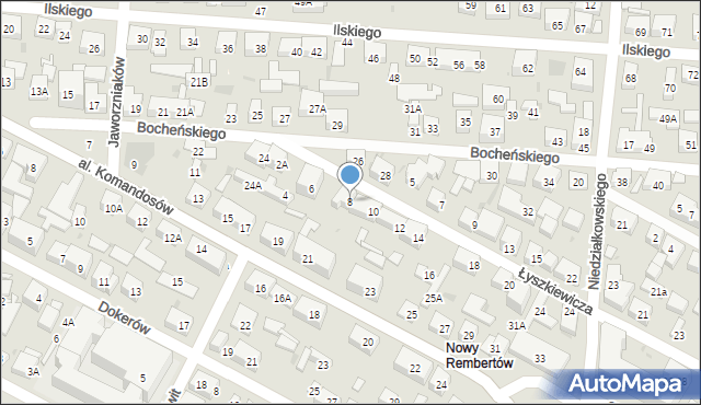 Warszawa, Łyszkiewicza-Pechowca Stefana, 8, mapa Warszawy