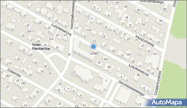 Warszawa, Łyszkiewicza Stefana, 26/28, mapa Warszawy