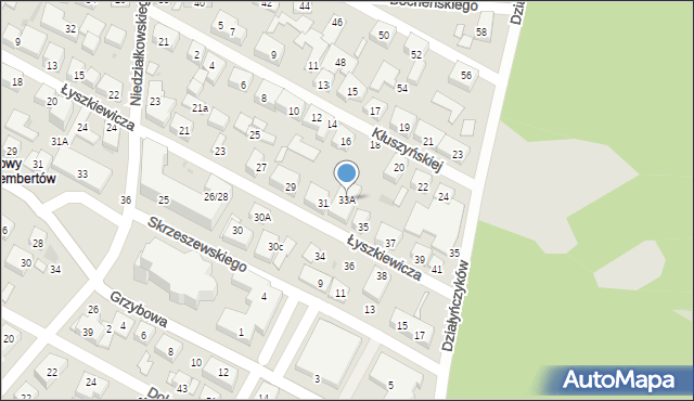 Warszawa, Łyszkiewicza Stefana, 33A, mapa Warszawy